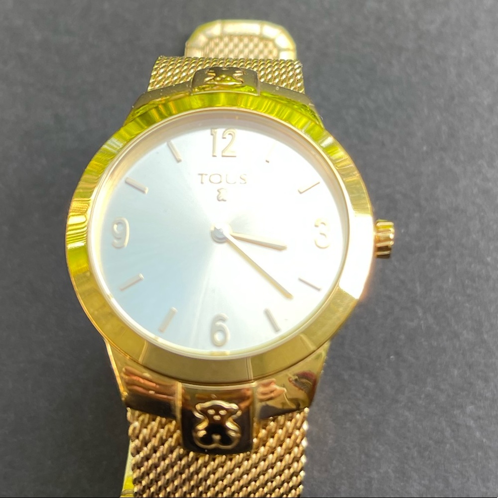 Tous Gold Tone Women's Mesh Bracelet Watch with White Dial